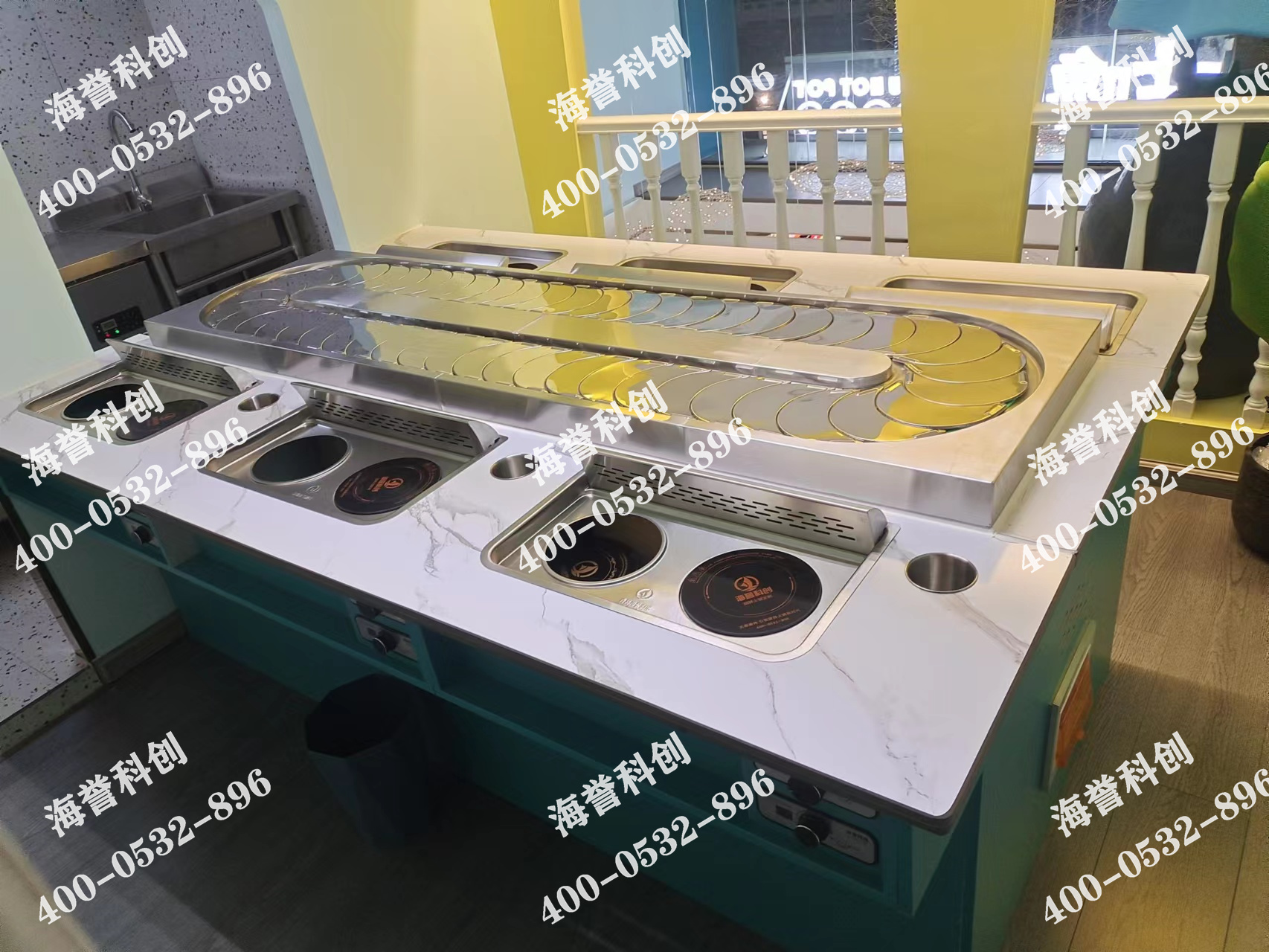 海誉科创贵州毕节旋转小火锅店铺安装调试完成