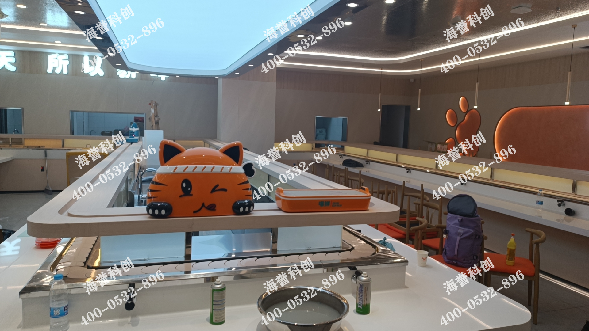 海誉科创吉林长春回转寿司乐动注册官网搭载智能送餐小火车安装完成