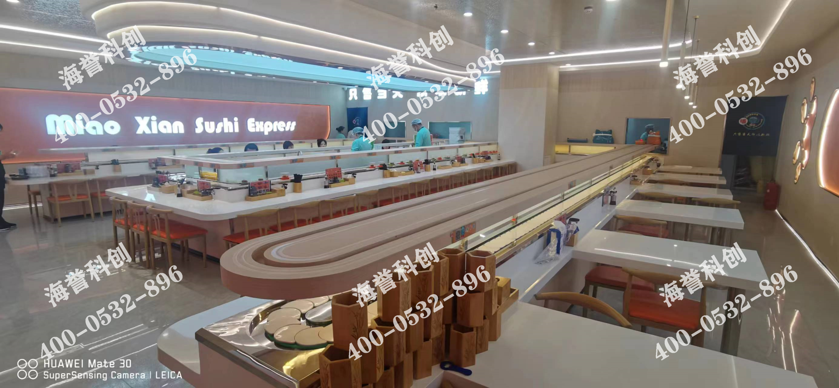海誉科创吉林长春回转寿司乐动注册官网搭载智能送餐小火车安装完成
